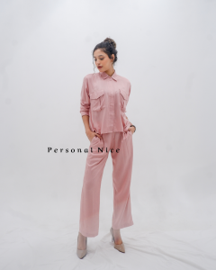 Personal Nice - Satu Set Setelan Wanita Atasan Bawahan Paula Panjang Polos Lengan Panjang