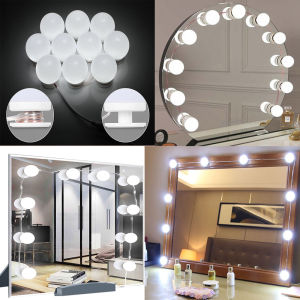 LED สไตล์ฮอลลีวูด ไฟกระจกโต๊ะเครื่องแป้ง Vanity Mirror Lights Fill light ชุดกระจกแต่งหน้า Led หรี่แสงได้ 10 หลอด