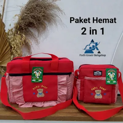 Paket Hemat (2 in 1) Tas Bayi Kecil Raffa Bordir Dan Tas Bayi Besar Fadli Bordir Terlaris