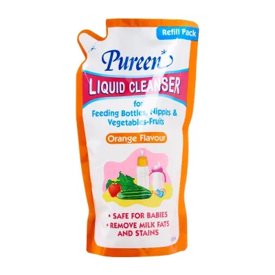 Pureen Liquid Cleanser For Feeding Bottle Nipples And Vegetables Refill Pack Orange Flavour