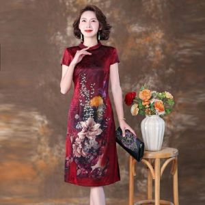 womens summer western style slim long dress with printed dress