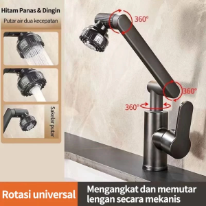 HOHODALINK SUS304 Kran fleksibel 1080 Dingin 2 Jenis Mode Air Wastafel Rocker Dapur Keran Air Panas Dingin Keran Putar