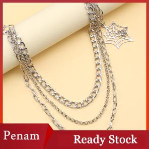 [PAM] Fashion Punk Metal Pants Chain Hip Hop Waist Chain Spider Web Pendant Jeans Chain For Men Women Accessories Gifts
