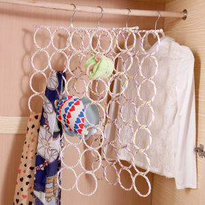 28 Rings Scarf Hanger ~ Multiple Purpose Holder for Closet ~ Clutter Removing and Space-Saving Hanger for Scarves Shawl Belts & Accessories