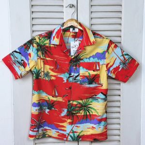 เสื้อฮาวาย ลาย #14 ผ้าไหมอิตาลี่ ผ้านุ่ม ใส่สบาย ลายวินเทจ เสื้อเชิ้ตฮาวาย Shirt Hawaii เก๋ดี Kae+D