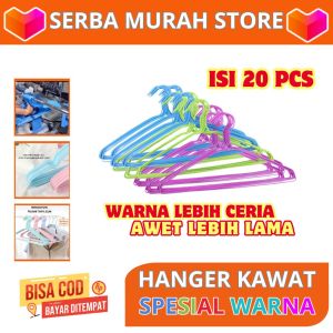 Serba Murah Store - Hanger Kawat Warna Isi 20pcs Stainless Anti Karat Murah Meriah Tebal dan Kuat