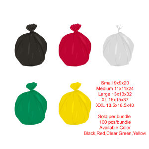 Thick Garbage Bag Sizes/Trash Bag (S ML XLXXL) Colors (Black Green Yellow Red Clear Blue) 100pcs each bundle