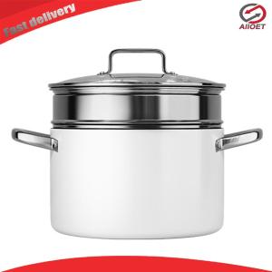 【Alloet】 Kitchen Essential Ceramic Soup Pot with Stainless Steel Handle Durable and Easy to Clean 3.3L