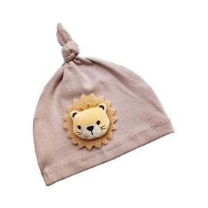 Lovely Lion Baby Cap Cosy Handmade Elastic Knotted Hat Comfortable Headwear Solid Color for Newborns 0 to 1 Years Old