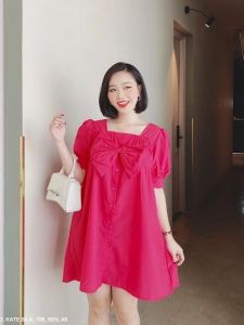 MYDU Shop I 2453 - ĐẦM RỘNG TAY PHỒNG ĐÍNH NƠ LỚN TRƯỚC NGỰC – Thanh Lịch Sang Trọng Và Quyến Rũ
