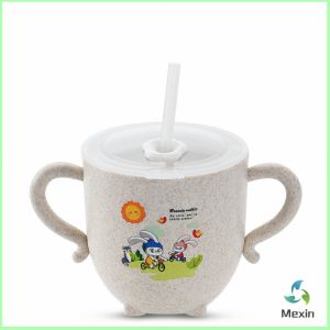 Mexin แก้วหัดดูด กันกระแทก มีฝา ขนาด 280ml Kids Utensils