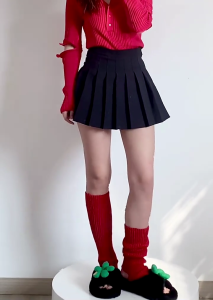 Nữ Phụ nữ đan có gân đỏ khuấy làm ấm chân mùa Đông màu trơn ấm áp Yoga ba Lê Chân mỏng tay áo năm mới cao đến đầu gối vớ không chân