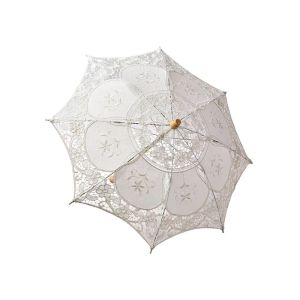 ALLLUCK Embroidery Lace Parasol Umbrella Lady 26/43cm Length Flower Girl Umbrella Cotton Lace Kids Sun Umbrella