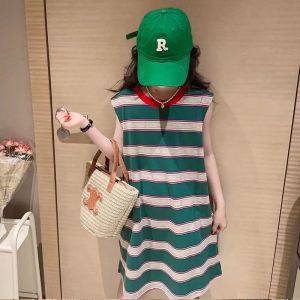 LS Show Kids Dress Cotton Dress Stripe Dress Shift Dress Age 3-9-year-old Size 110-150cm