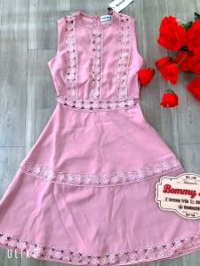 Đầm xòe sát nách phối ren Hàng Thiết Kế