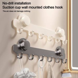 JIYAN2866 Suction Cup Bathroom Towel Holder Metal Single Row Clothes Hanger Hook Modern Convenient Wall Mounted Hook Living Room Bathroom Kitchen