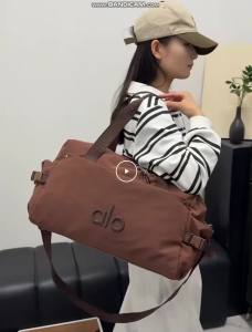 ALO Nylon Duffle Bag Women Weekend Travel Bag Detachable Shoulder Strap Casual Hand Carry Gym Bag