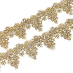 5Yards Gold Line Embroidery Lace Trim Sewing Wedding Bride Applique Dress Clothes Decor Ribbon