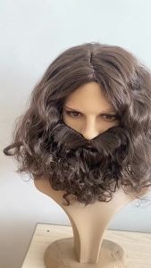 2026 New Halloween party Wig Brown Short Curly Santa Claus Headgear Beard