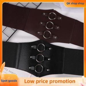 ✨QK shop✨ Fashionable Gothic Corset Belt Triple Buckle With Black Rivet Studs Elastic Waspie Waistband For Punk Women Perfect For Coats