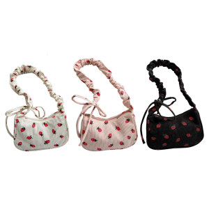 Unique Ruched Crossbody Bag Eye Catching Strawberry Design Shoulder Bags Suitable For Various Styles And Occasion