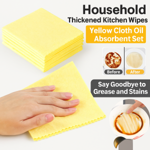 Yellow Thickened Absorbent Wipes Set Brush Pot Absorbent Lint-Free Dishcloth Towel Kitchen Wipes Non-Stick Oil Does Not Shed Lint Cleaning Rag