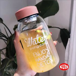 JE.ID Botol Minum Botol Minum Aesthetic Botol Gelas Kaca Botol Minum Gelas Kaca Motif  Pongdang Botol Minum Gelas Kaca 400 ML  Botol Minum Dettox Korean