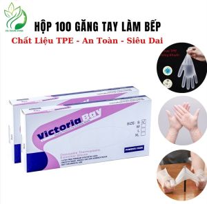 Hộp 100 Găng Tay Cao Su TPE  Bao Tay Siêu Dai Dùng 1 Lần Làm Bếp Nấu Ăn Vệ Sinh Không Mùi Chống Nhăn kitchen gloves