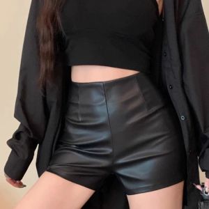 COD小个子PU皮裤女辣妹打底短裤秋冬季新款外穿黑色高腰a字紧身靴裤2026新品