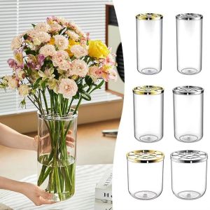 ZHR02NG หนาขึ้น ขวดจัดดอกไม้ สร้างสรรค์ ไม่แตกหัก แจกันทรงกระบอกใส ของขวัญ ง่าย แจกันดอกไม้ไฮโดรโปนิกส์ ของตกแต่งบ้าน