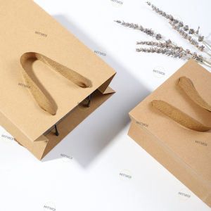 Tote Bag Gift Bag Thickened Dustproof Large Space Storage Bag Brown Kraft Paper Bag Multicolor Solid Color Paper Bag 1pcs