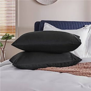 M&A ONLINE SHOP | HOTEL QUALITY   BLACK PLAIN PILLOWCASE OVERLAP/ WITH ZIPPER CANADIAN COTTON BY PC ONLY