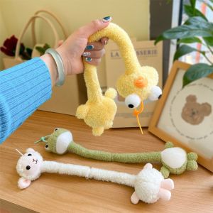 JUVIAAL Creative Design Knotted Plush Pendant Flexible Structure Ultra-Soft Fabric Twistable Animal Key Chain Quirky Animal Accessories Exquisite Embroidery Long Neck Stuffed Doll Seat Belt Decor