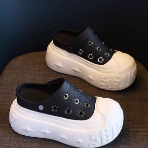 [Free Shipping] Thick-Soled Closed-Toe Half-Slipper Sandals For Women New Summer Style Suitable For Wearing Outdoors And Designed For Petite Women