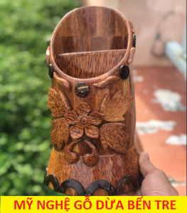 Có Video - Ống đũa muỗng làm bằng gỗ dừa - HÀNG LOẠI 1 - mỹ nghệ gỗ dừa bến tre - DANH DỪA SHOP
