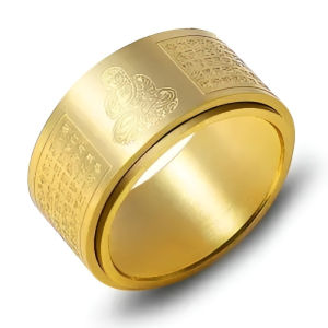 Guardian Heart Sutra Rotatable Fortune Ring Stress Relief Wealth Attracting Band Fashionable Titanium Steel Ring