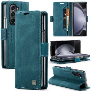 ToKerNew Flip Case For Samsung Z Fold4 Fold5 Fold6 RFID Block Leather Wallet Magnetic Cover Funda