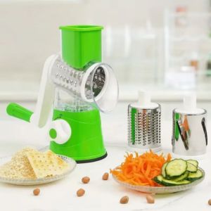 QUA Rotary Cheese Grater Multifunctional Manual Vegetable Slicer Nut Grinder Stainless Steel Drums Food Shredder Household