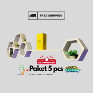 Rak Dinding Kayu Hexagonal Estetik | Hiasan Dinding Pajangan Minimalis
