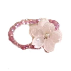 Korean Inspired Stretchable Flower Ring Lightweight Acrylic Beaded Women Elastic Finger Ring Handmade Gift