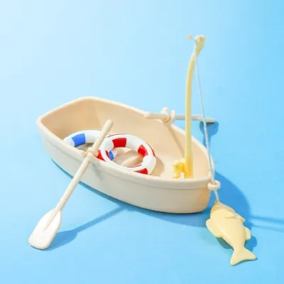 LIUJIR Mini Thuyền nhựa nổi Tự làm Nhựa Mô hình thuyền đánh cá Đồ trang trí thuyền chèo Phong cách hàng hải Đồ trang trí bể cá Cảnh quan bể cá