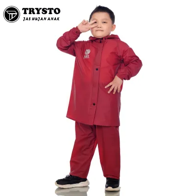 Jas Hujan Anak Laki laki Perempuan Mantel Hujan Anak Karakter Bahan PVC 025 Tebal Kuat Elastis Anti Rembes Original By TRYSTO