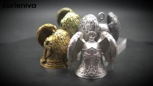 Motorcycle Bell Guardian Angel 3D Biker Gremlin Bell Gift with Motorcycle Bell Hanger 2 Key Chain Ring Velvet Bag