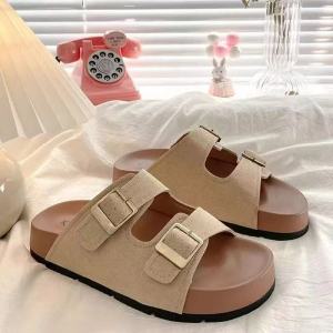 Free Shipping WomenS Thick-Soled Slippers 2026 New Summer Style Suitable For Outdoor Wear Featuring Pearl And Bow Details Non-Slip Sole Soft And Comfortable Fashionable And Versatile One-Strap Design