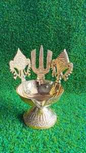 Traditional Brass Shangu Chakra Namah kuber Diya for Temple Home Puja Articles - Namah Kuber Diya