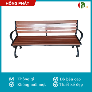 Ghế công viên ghế dài ngoài trời ghế gỗ nhựa có tựa lưng Hồng Phát VHP-JM-004