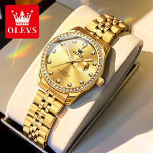 OLEVS Womens Watch Waterproof Original Luxury High Quality Elegant Stainless Steel Watch Band Diamonds Date Quartz Watch
