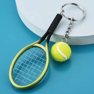 Cute Sport Mini Tennis Racket Pendant Keychain Keyring Key Chain Ring Finder Holer Accessories Gifts for Teenager Fan