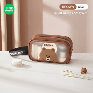 LINE FRIENDS Brown Toiletry Bag Large Capacity Travel Organizer Splash-proof PVC LFB5