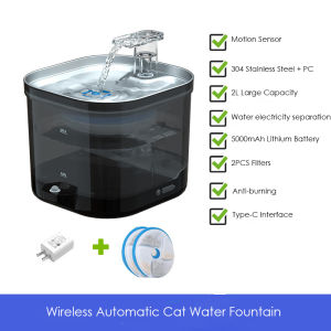 wireless cat water fountain dog water dispenser 5000mAh Pets stainless steel water fountain smart pet water dispenser for cats dogs drinker